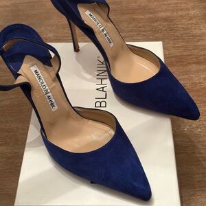 Manolo Blahnik Royal Blue Suede Heels
